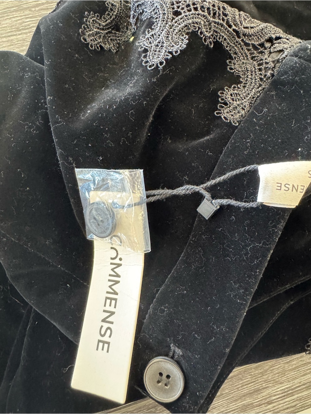 COMMENSE Velvet straight leg pants with Lace Panel - Picture 6 of 7